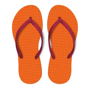 Women's Sustainable Flip Flops Orange with Fuchsia Straps
