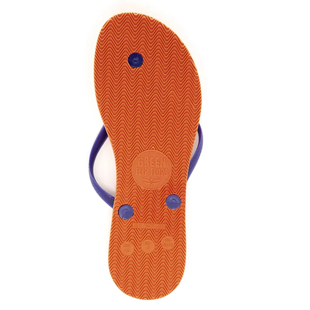 Women's Sustainable Flip Flops Orange with Purple Straps