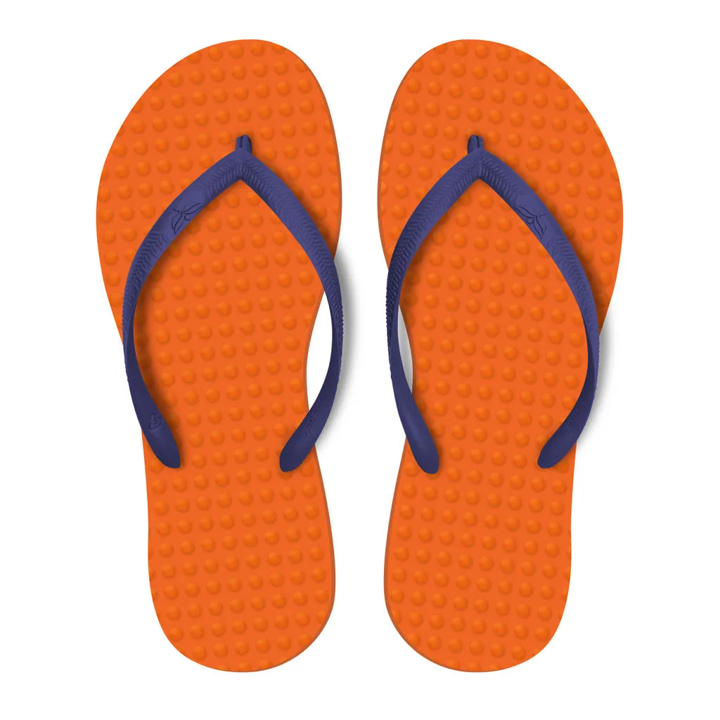 Women's Sustainable Flip Flops Orange with Purple Straps