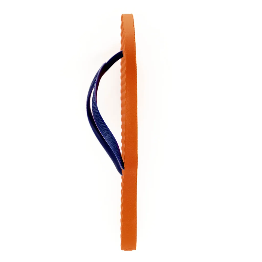 Women's Sustainable Flip Flops Orange with Purple Straps