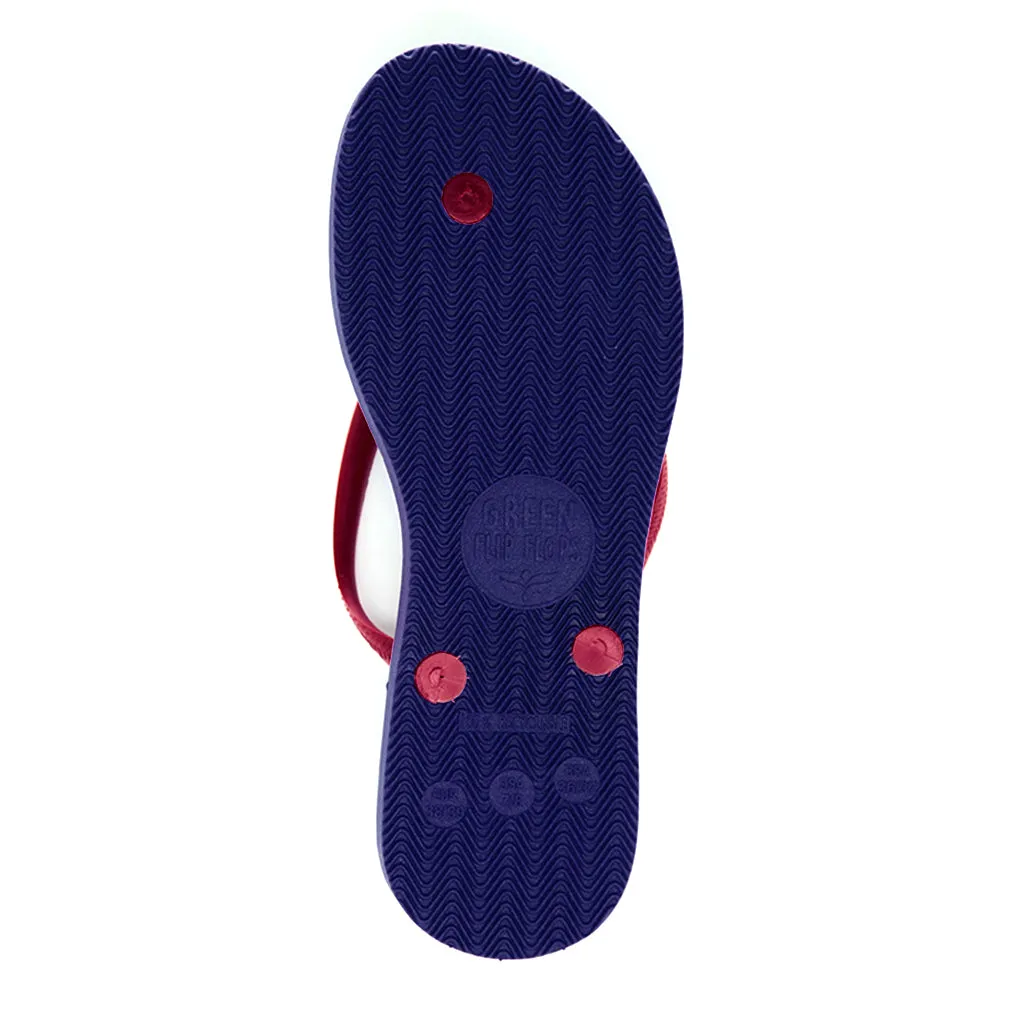 Women's Sustainable Flip Flops Purple with Fuchsia Straps