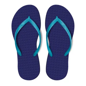 Women's Sustainable Flip Flops Purple with Turquoise Straps