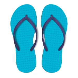 Women's Sustainable Flip Flops Turquoise with Purple Straps