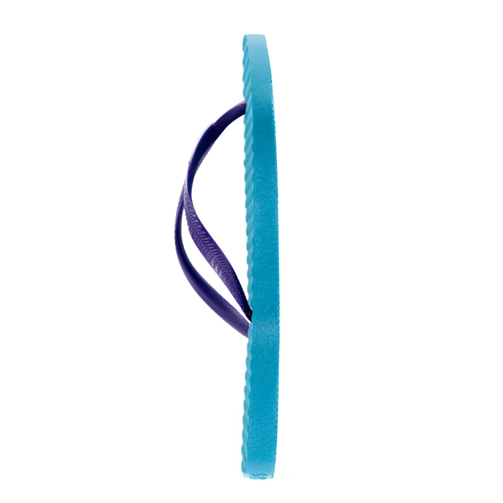 Women's Sustainable Flip Flops Turquoise with Purple Straps