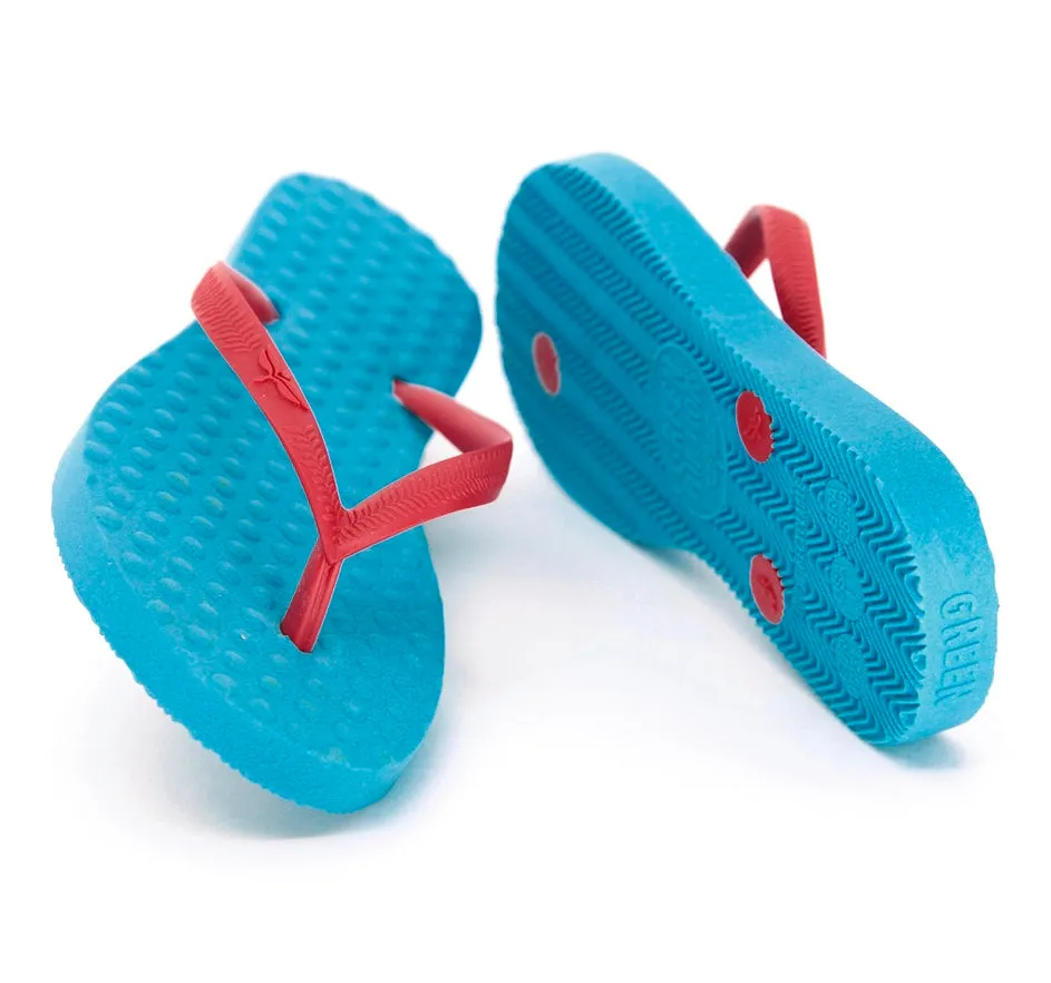 Women's Sustainable Flip Flops Turquoise with Watermelon Straps